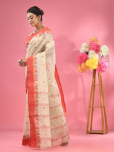 White Pure Cotton Tant Saree With Woven Designs-MA51TT43480062